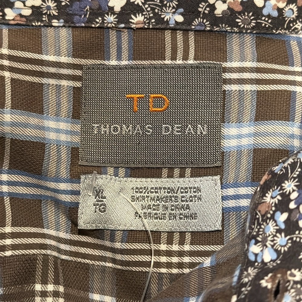 TD Thomas Dean Men’s Extra Large Button Down Dress Dress Plaid Long Sleeve - Picture 5 of 7